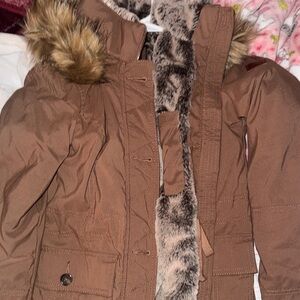 Hollister Brown Jacket with Faux Fur Trim